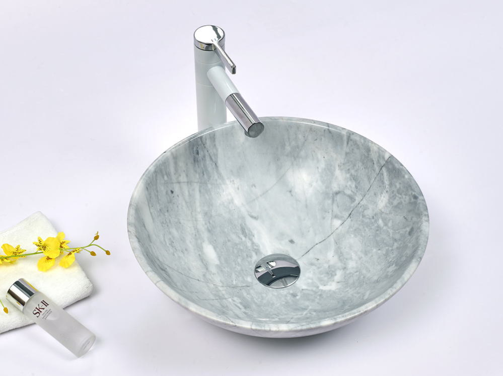 Infinity Grey Marble Nature Stone Round Above Counter Art Basin 420*420*140mm