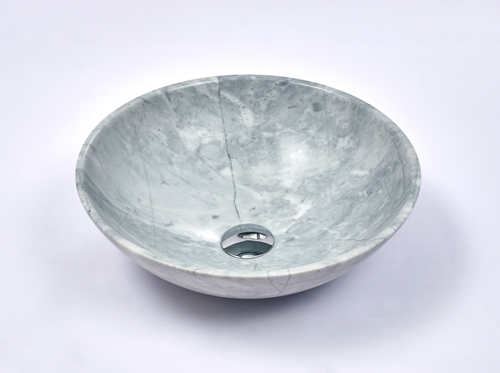 Infinity Grey Marble Nature Stone Round Above Counter Art Basin 420*420*140mm