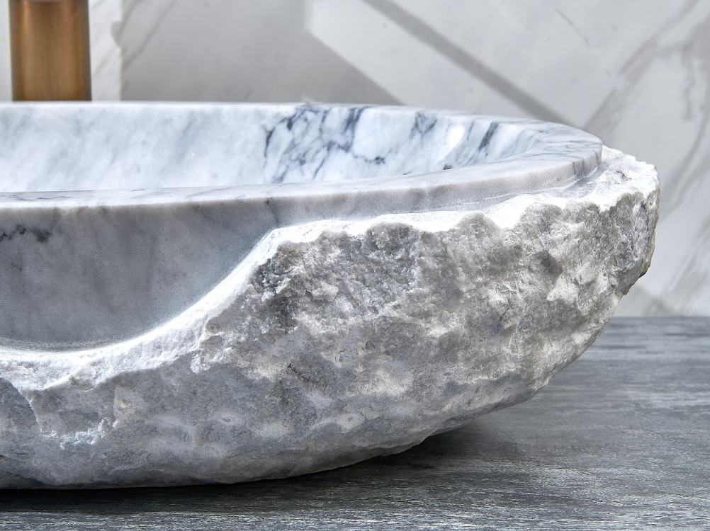 Infinity Grey Marble Nature Stone Oval Above Counter Art Basin 550*350*130mm