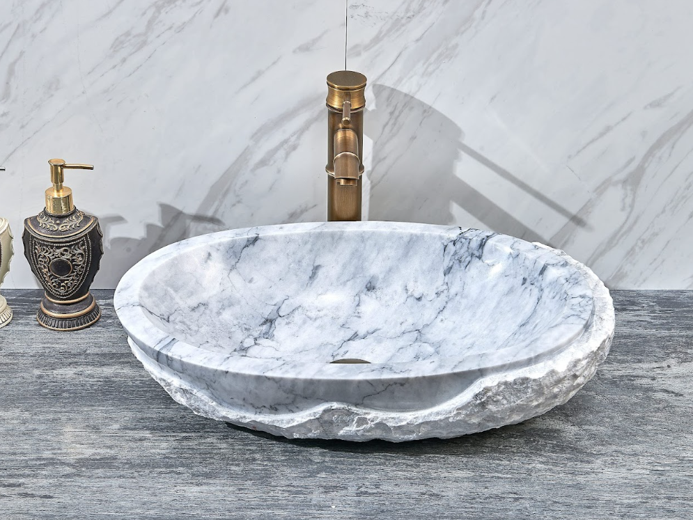 Infinity Grey Marble Nature Stone Oval Above Counter Art Basin 550*350*130mm
