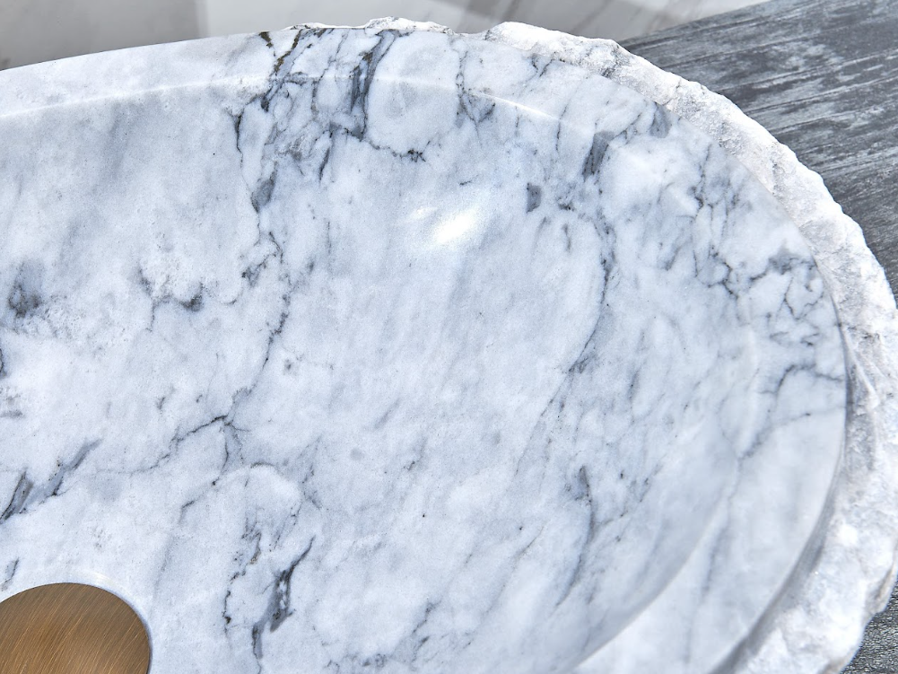 Infinity Grey Marble Nature Stone Oval Above Counter Art Basin 550*350*130mm