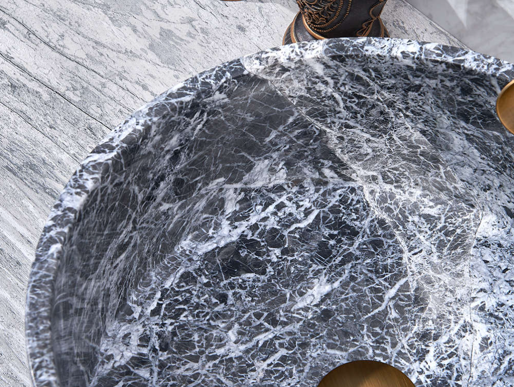 Infinity Marble Nature Stone Round Above Counter Art Basin 370*370*150mm