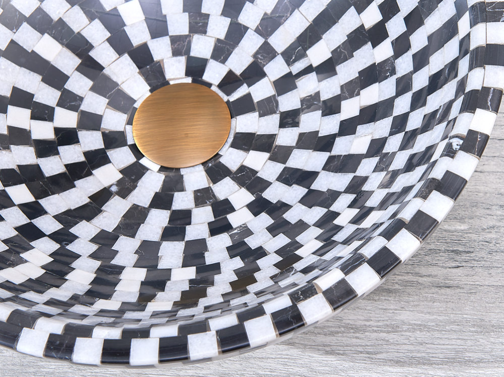 Infinity Marble Mosaic Nature Stone Round Above Counter Art Basin 420*420*140mm