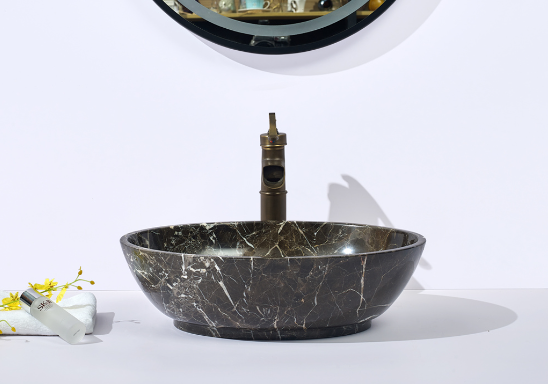 Infinity Marble Nature Stone Oval Above Counter Art Basin 510*380*150mm