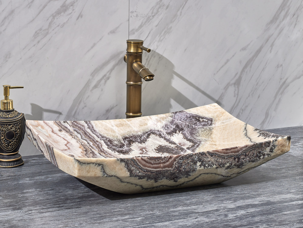 Infinity Purple Onyx Stone Special Shape Above Counter Art Basin 550*380*140mm