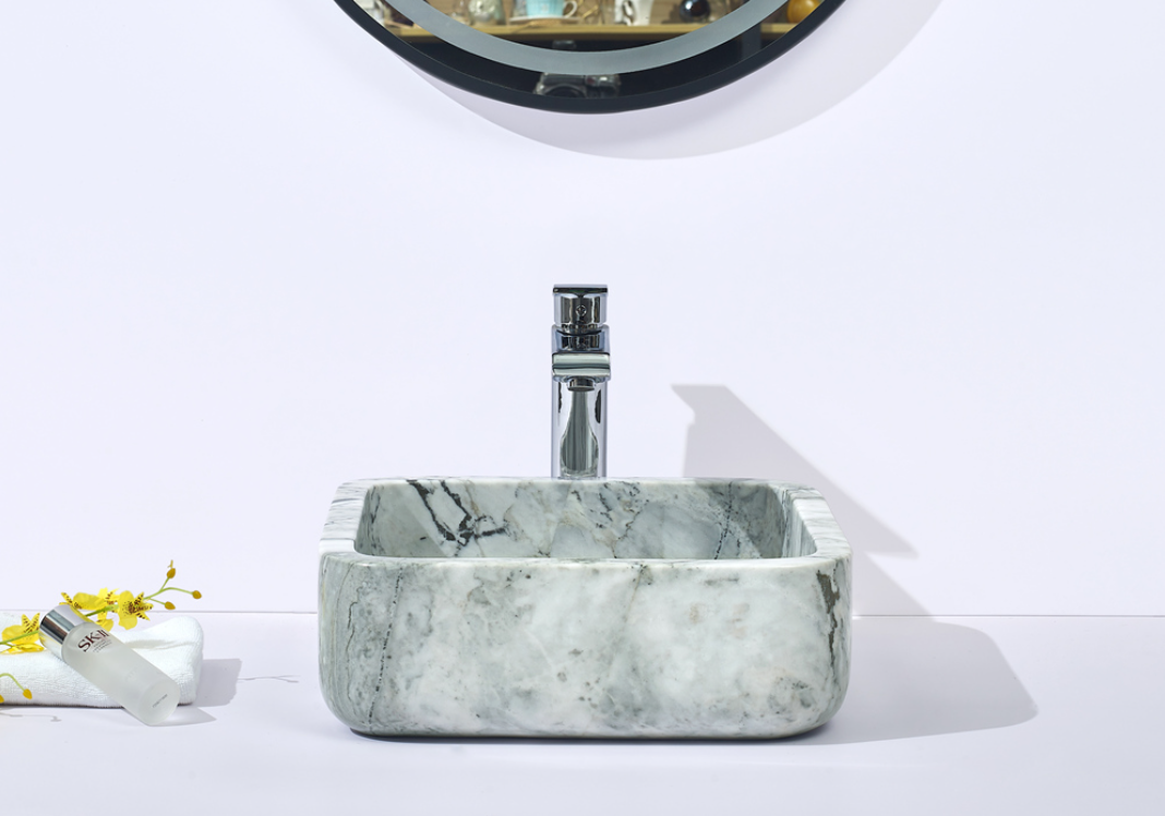 Infinity Marble Nature Stone Square Above Counter Art Basin 400*400*140mm