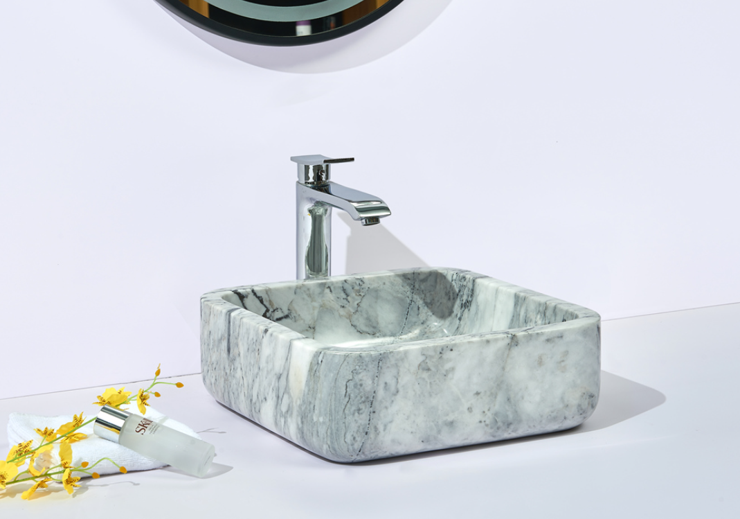 Infinity Marble Nature Stone Square Above Counter Art Basin 400*400*140mm