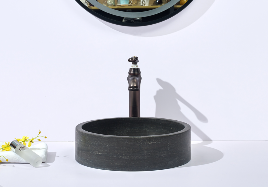 Infinity Marble Nature Stone Round Above Counter Art Basin 400*400*120mm