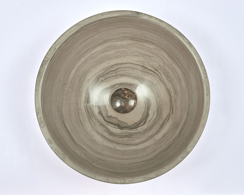 Infinity Wooden Marble Nature Stone Round Above Counter Art Basin 420*420*140mm