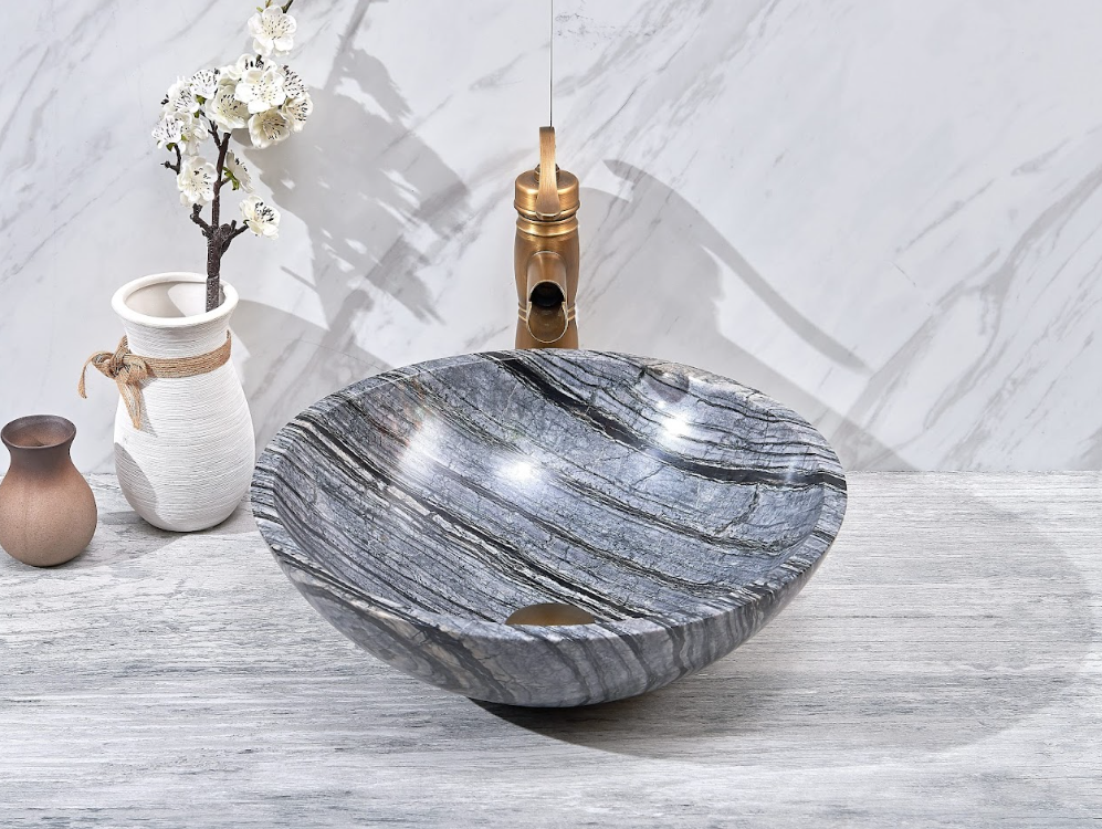 Infinity Marble Nature Stone Round Above Counter Art Basin 420*420*140mm