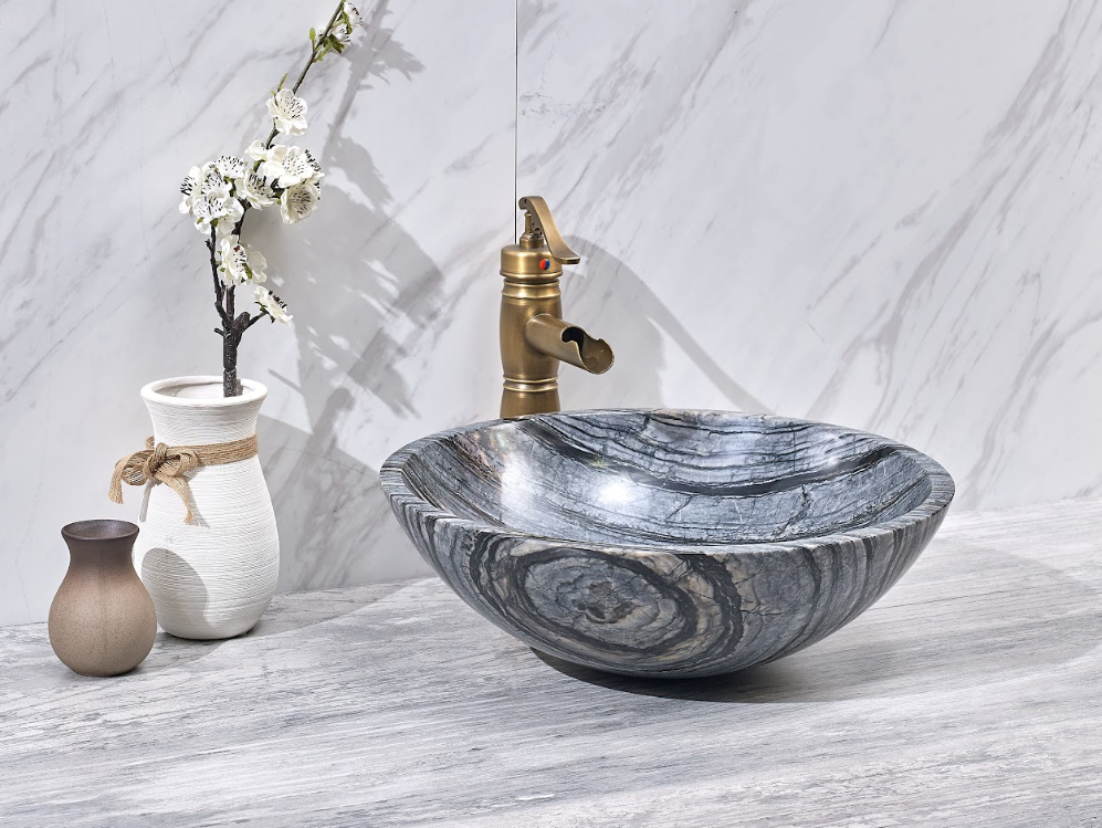 Infinity Marble Nature Stone Round Above Counter Art Basin 420*420*140mm