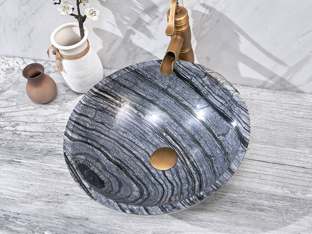 Infinity Marble Nature Stone Round Above Counter Art Basin 420*420*140mm