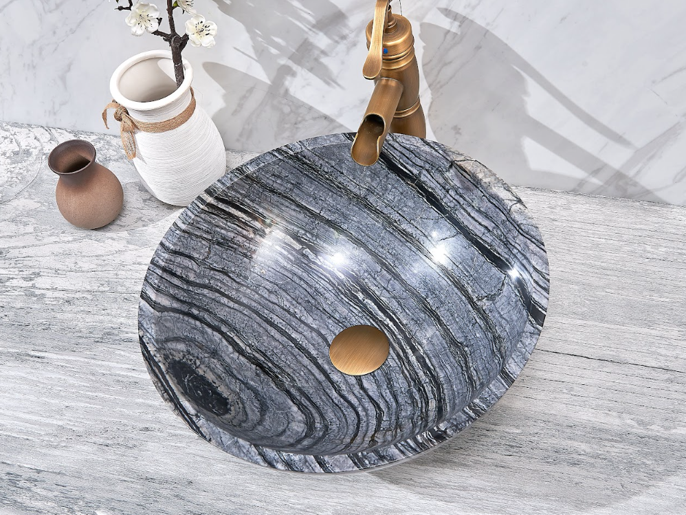 Infinity Marble Nature Stone Round Above Counter Art Basin 420*420*140mm