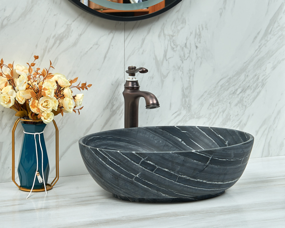 Infinity Marble Nature Stone Oval Above Counter Art Basin 510*380*155mm