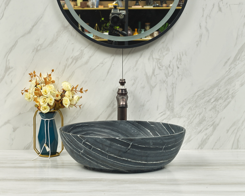 Infinity Marble Nature Stone Oval Above Counter Art Basin 510*380*155mm