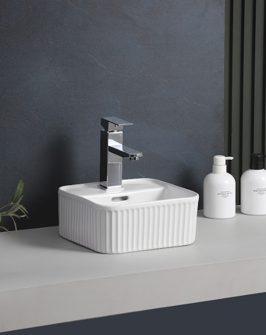 Infinity Square Gloss White Ceramic Above Counter Basin 275*275*120mm