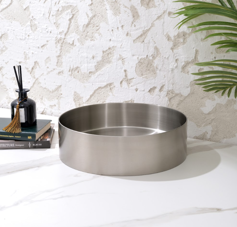 Infinity Brushed Nickel Handmade Stainless Steel Round Above Counter Basin  380*380*110mm