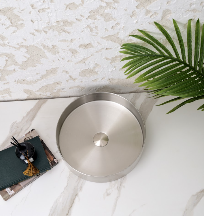 Infinity Brushed Nickel Handmade Stainless Steel Round Above Counter Basin  380*380*110mm