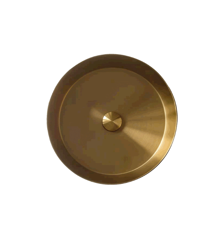 Infinity Burshed Gold Handmade Stainless Steel Round Above Counter Basin 380*380*110mm