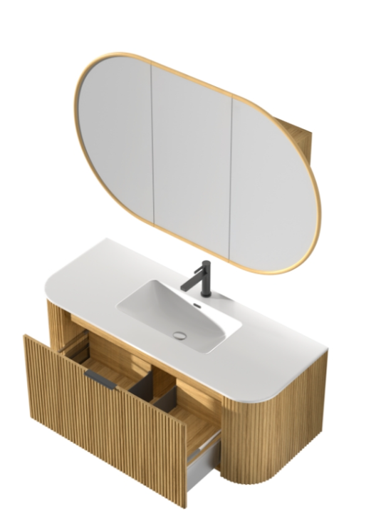 Infinity Rosy Oval Wall Hung Plywood Shaving Cabinet | 750 / 900 / 1200 / 1500mm