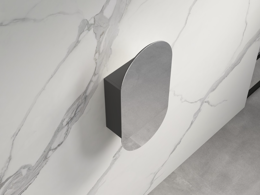 Infinity Metro Satin Black Shaving Cabinet 450x900×116mm