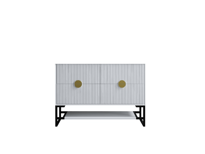 Modern 1200mm matt white bathroom vanity with gold handles and black legs, Secasa Home