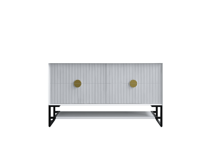 Modern 1500mm matt white bathroom vanity with double bowls, gold handles, black frame