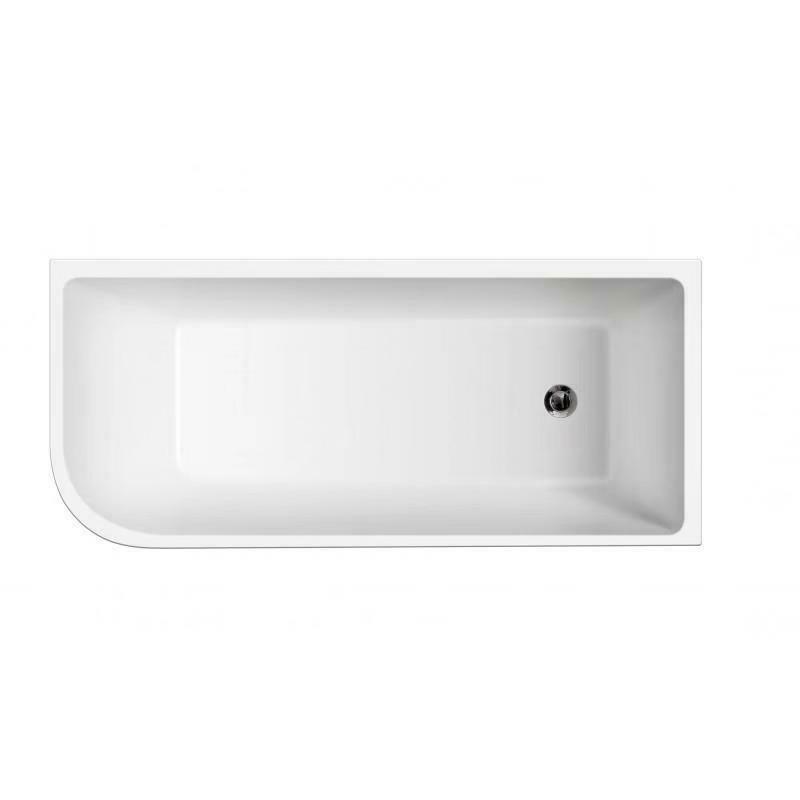 Sunny 1500–1700mm Gloss White Rectangle Acrylic Corner Back Bathtub – Left or Right Installation
