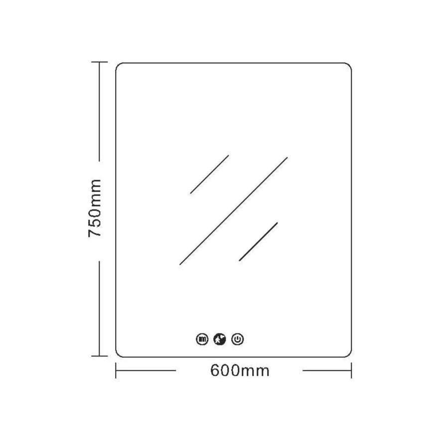 Secasa Home LED bathroom mirror, square, 750mm x 600mm, with touch controls, modern design