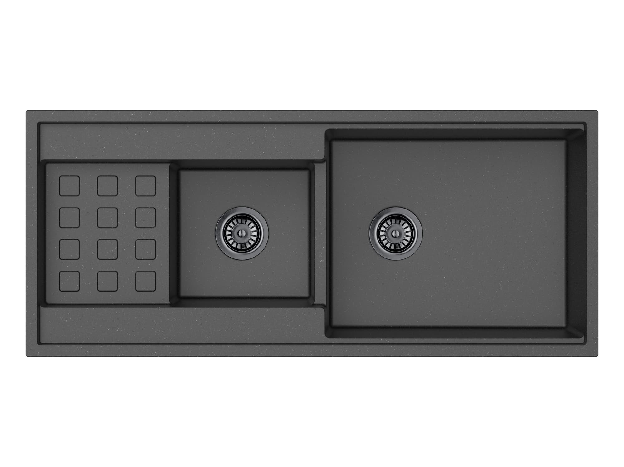 Gabrio Granite Double Bowl Sink with Drainer 1160mm Matte Black