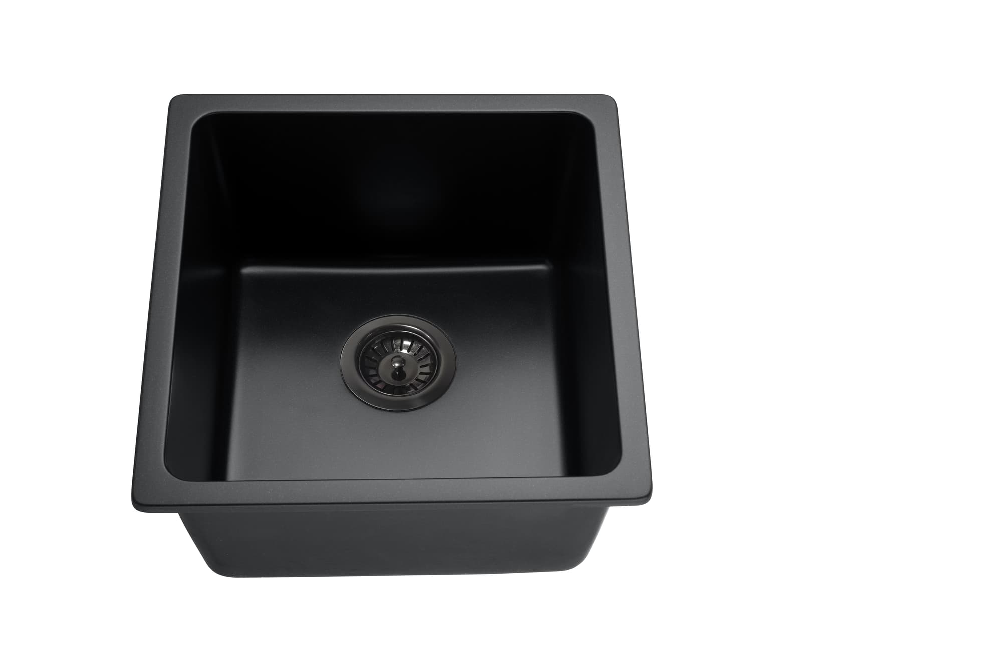Matte black granite single bowl kitchen sink, modern design by Secasa Home