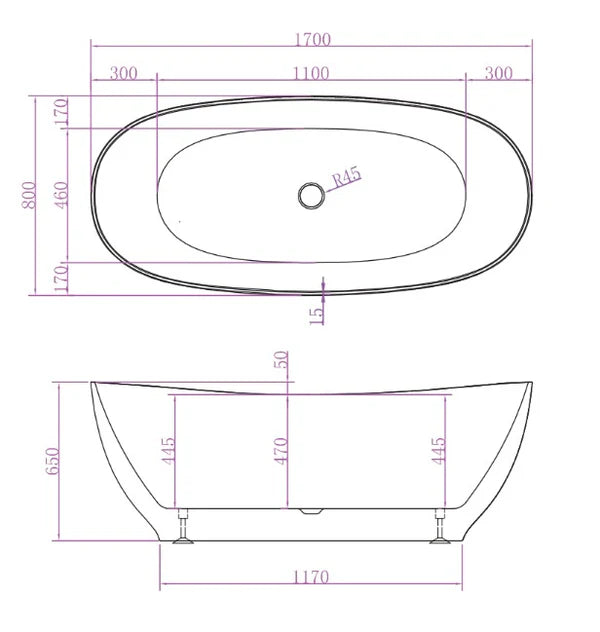 RIVA LAYLA Freestanding Matte White Super Slim Edge Oval Bathtub| Available in 1500mm & 1700mm