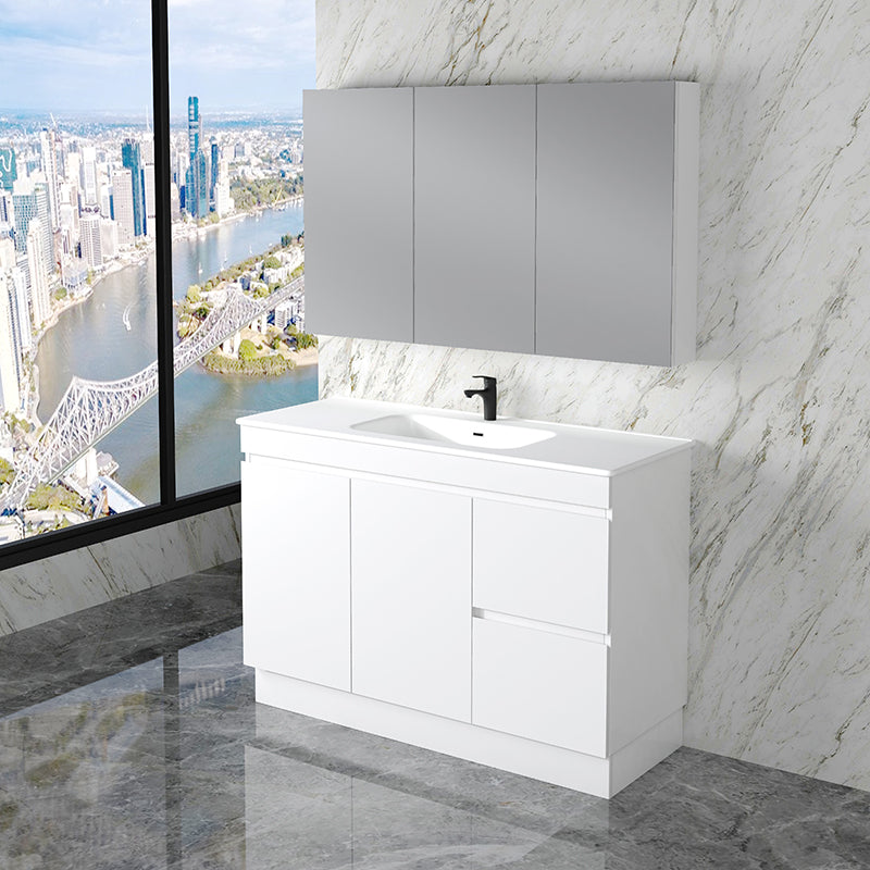 ABS Less Freestanding Vanity – Gloss White With Kickboard | 600–1500mm