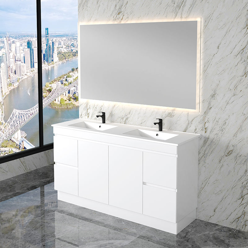 ABS Less Freestanding Vanity – Gloss White With Kickboard | 600–1500mm
