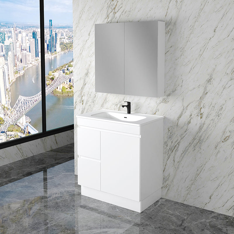 ABS Less Freestanding Vanity – Gloss White With Kickboard | 600–1500mm