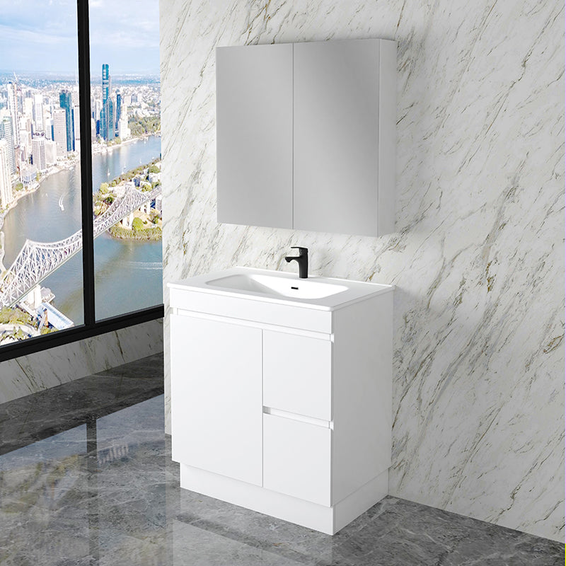 ABS Less Freestanding Vanity – Gloss White With Kickboard | 600–1500mm