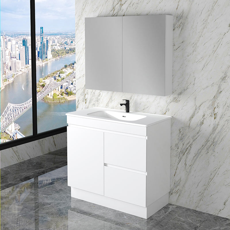ABS Less Freestanding Vanity – Gloss White With Kickboard | 600–1500mm
