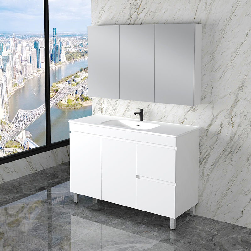 ABS Less Freestanding Vanity – Gloss White With Legs | 600–1500mm