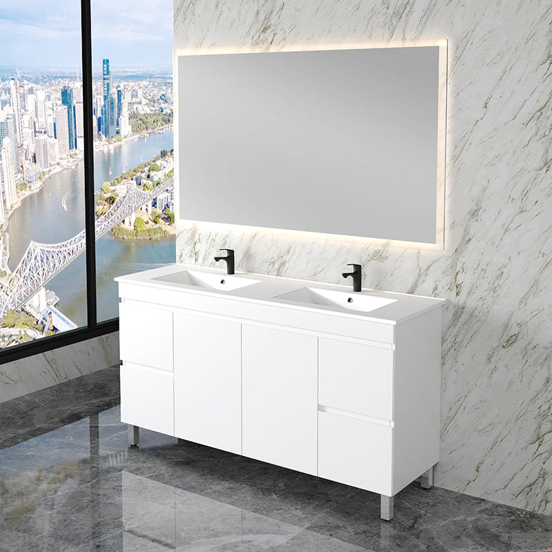 ABS Less Freestanding Vanity – Gloss White With Legs | 600–1500mm