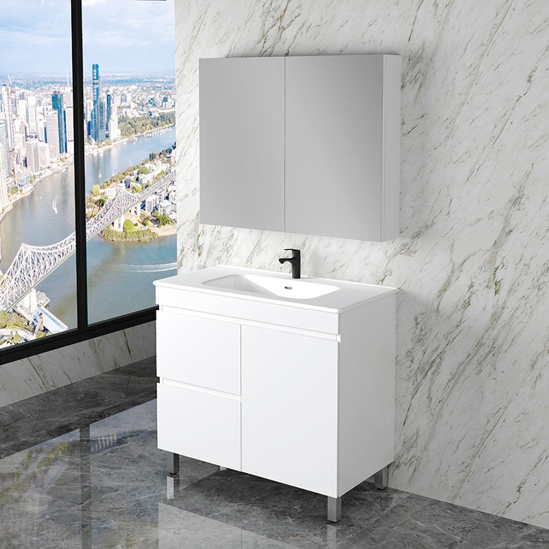 ABS Less Freestanding Vanity – Gloss White With Legs | 600–1500mm