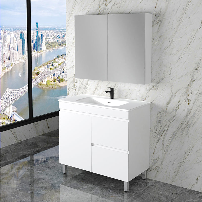 ABS Less Freestanding Vanity – Gloss White With Legs | 600–1500mm