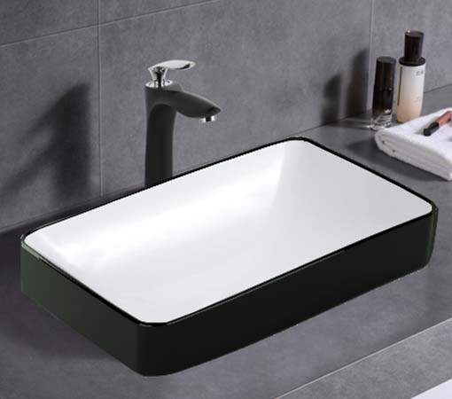 ABS Logan Soft Square Semi-Inset Ceramic Basin 500×370×140mm | Gloss White, Matt White, Matt Black, Gloss White/Gloss Black