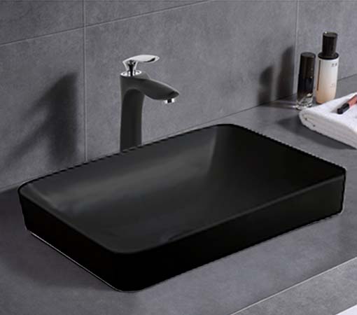 ABS Logan Soft Square Semi-Inset Ceramic Basin 500×370×140mm | Gloss White, Matt White, Matt Black, Gloss White/Gloss Black