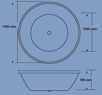 Broadway Lucena Bath Only – Gloss White Round Built-in Tub 1495mm