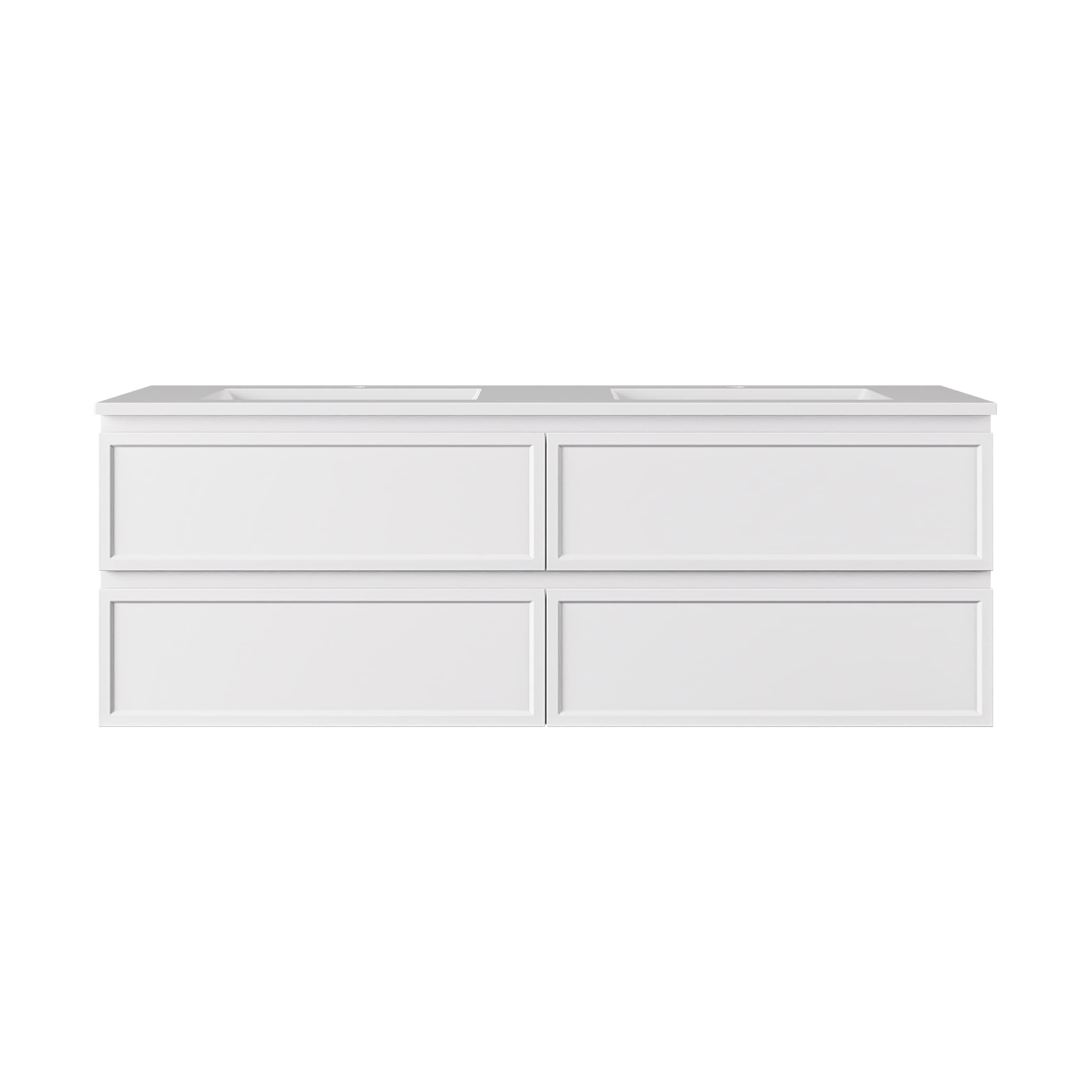 Lukka New Hamilton Federation Slim Wall Hung Vanity, Matt White (600-1500mm)