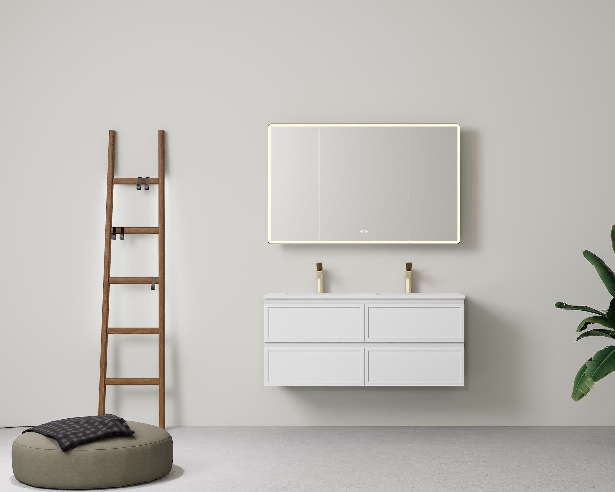 Lukka New Hamilton Federation Slim Wall Hung Vanity, Matt White (600-1500mm)