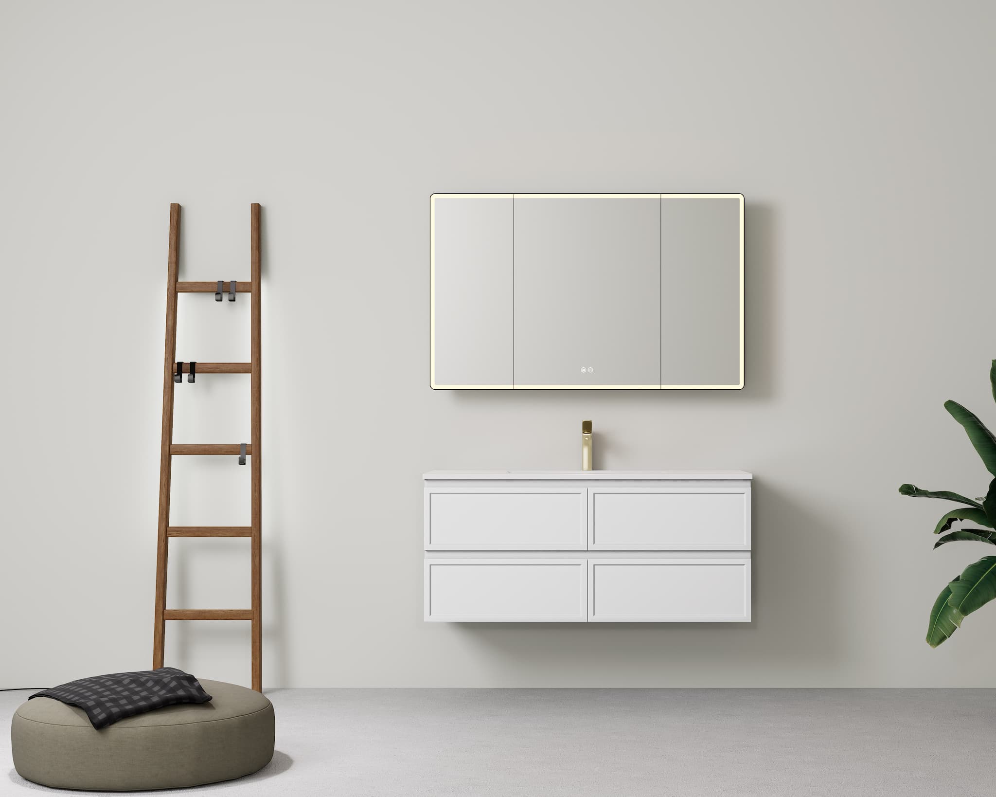 Lukka New Hamilton Federation Slim Wall Hung Vanity, Matt White (600-1500mm)