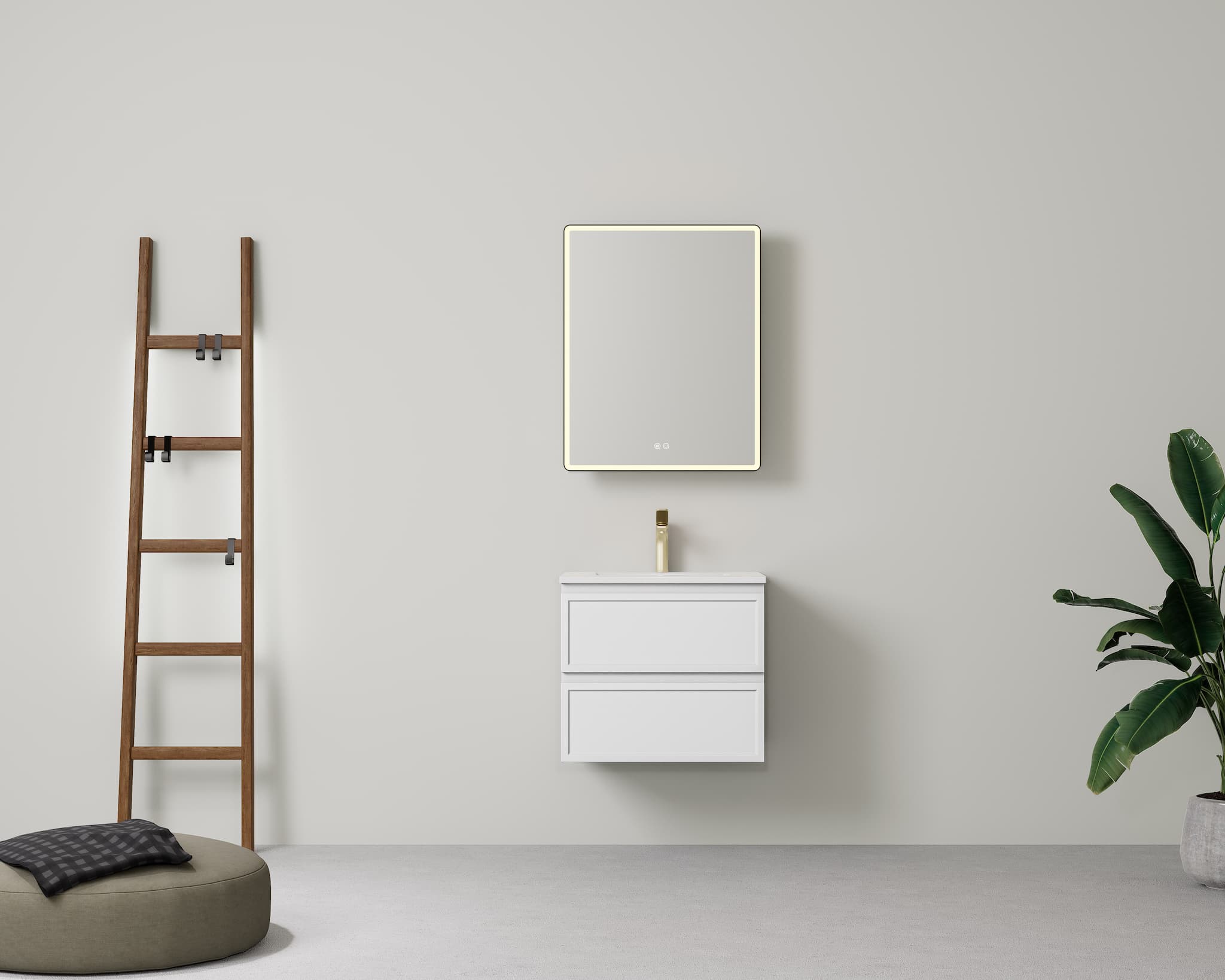 Lukka New Hamilton Federation Slim Wall Hung Vanity, Matt White (600-1500mm)