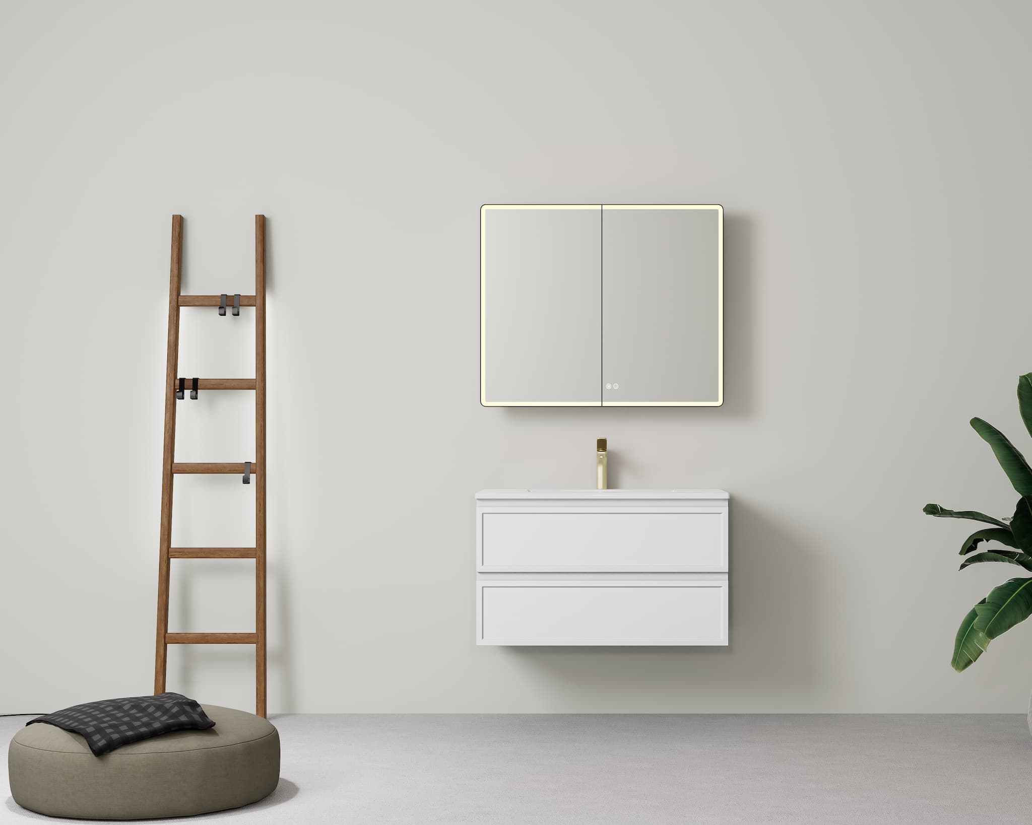 Lukka New Hamilton Federation Slim Wall Hung Vanity, Matt White (600-1500mm)