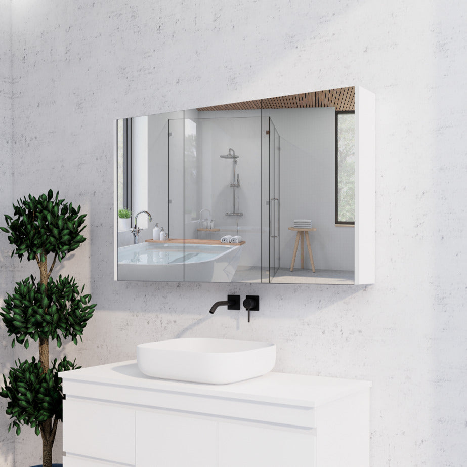 RIVA Geneva Mirror Shaving Cabinet – Gloss White (450mm to 1500mm)